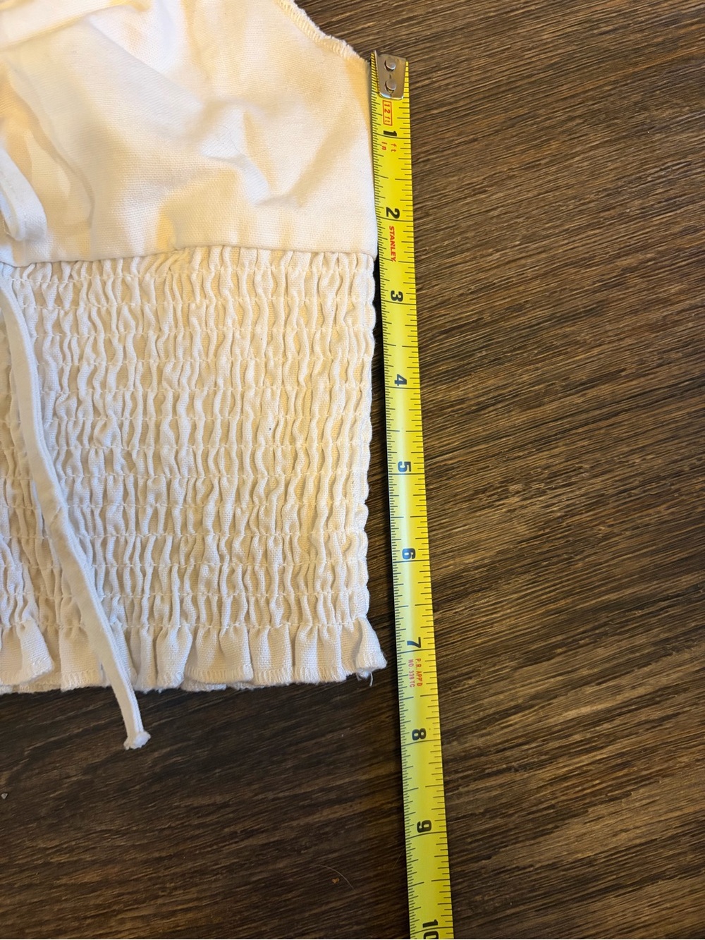 SHEKOU Women’s Peasant Smocked Cream Crop Top One Size - Picture 4 of 7